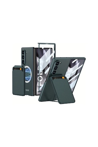 Turcoshop11 Samsung Galaxy Z Fold 5 Manyetik Kart Tutuculu Sökülebilir Kılıf