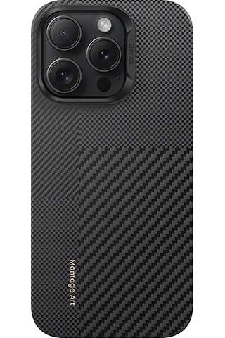 Apple Uyumlu iPhone 16 Pro Kılıf M-safe Şarjlı Metal Kamera Çerçeveli Benks Montage Armorair Kevlar Kapak Siyah Siyah