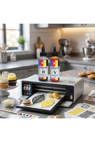 Yenilebilir Yazıcı Gıda Mürekkebi Sarı 115 Ml Pasta Baskı Ve Gıda Yazıcı Mürekkebi