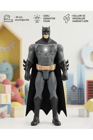 Batman Işıklı Ve Sesli Hareketli Eklemli 30 Cm - Figür İkonik Pelerinli Figür Oyuncak