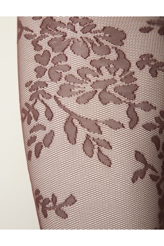 Marks & Spencer Çiçekli Dantelli İnce Külotlu Çorap T60009610D Bordo