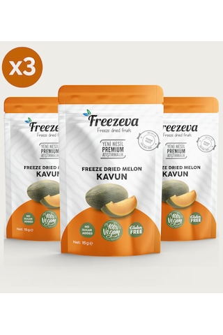 Freezeva 3'lü Paket Dondurularak Kurutulmuş Kavun Freeze Dried Kavun Freeze Dry Kavun Kurusu 3x15 Gr 15 G