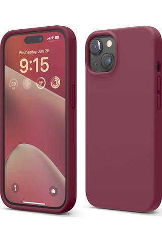 Apple Uyumlu iPhone 15 Plus Silikon Kılıf - Pastel Renk Tonu Esnek Tam Koruma Kapak - Bordo