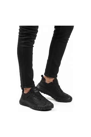 Siyah Hakiki Deri Erkek Casual Yürüyüş Ayakkabısı Season M Siyah