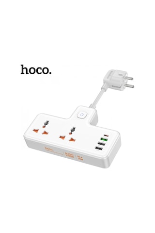 Hoco Ac12a 2500w 2 Priz + 3 Usb + 30w Type-c Multifonksiyonel Priz Çoğaltıcı Şarj Aleti- 5775