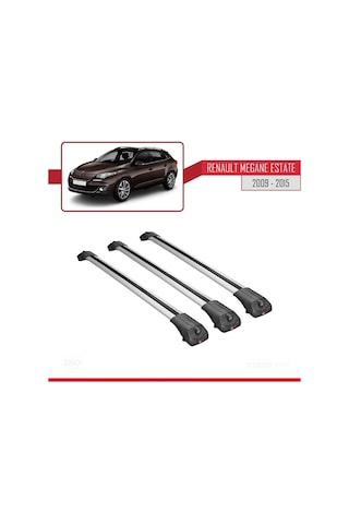 Renault Megane Grandtour 2009-2015 Arası İle Uyumlu Ace-1 Ara Atkı Tavan Barı Gri 3 Adet Bar