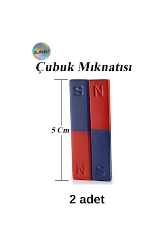 2 Adet Çubuk Mıknatıs Okul Deney Çalışmaları İçin Şekilli Çubuk Mıknatıs