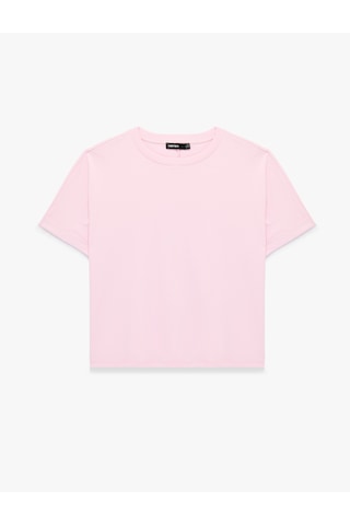 Koton Pamuklu Regular Fit Kısa Kollu Bisiklet Yaka Basic Tişört Pembe 6sak60004uk Gül