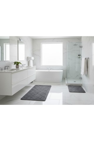 Banyo Klozet Paspası 2 Li Karo Antrasit Desenli