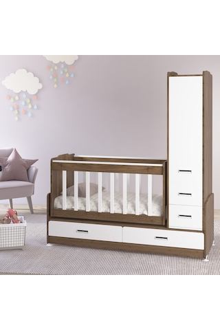 Patiko Furniture Swing Sw 262 Dolaplı Büyüyen Beşik Ceviz