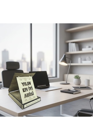 Kişiye Özel Yılın En İyi Abisi Ahşap Plaket 9,5x13,5x2,5