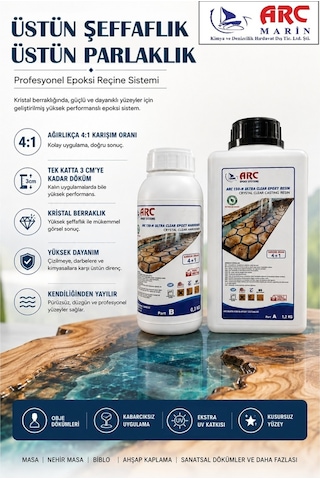 Arc 150 Ultra Şeffaf Döküm Tipi Kristal Clear Epoksi 1.5 Kg Set