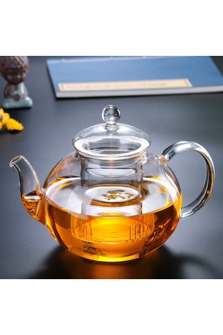 Mufunye Ev Kullanıma Uygun 1200ml Yüksek Kaliteli Borosilikat Cam Çay Potu - Filtreli, Dayanıklı Ve Pratik Çay Hazırlama Seti Renkli