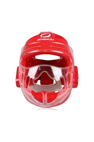 Tam Yüz Baş Koruma Karate Kask Tekvando Şapka Mma Kick Boks Kafa Kırmızı