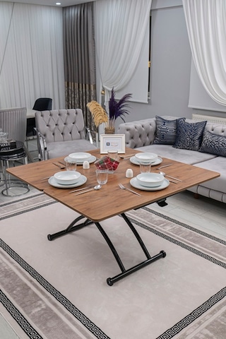 Juppo Üst Tabla Mdf Ceviz Oval Köşe Alt Siyah Dışa Kıvrım