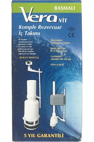 Veravit Vera Basmalı Tek Kademeli Klozet Rezervuar İç Takım Beyaz