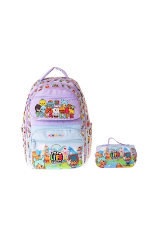 Kaukko Kids Toca Life Lila - Turkuaz Kız Çocuk İlkokul Sırt Çantası Ve Kalem Çantası Seti - Setkk-l5338c Çok Renkli