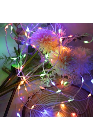 Hfambition 1 Metre 10 Led Bakır Tel Işıklı Zincir - 2xaa Pil Harici - Sürekli Aydınlatma - Ip43 Su Geçirmez - Çok Renkli Dekoratif Işık