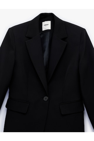 Koton Geniş Yaka Uzun Kollu Slim Fit Düğmeli Cep Detaylı Blazer Ceket Siyah 6sak50007uw Siyah