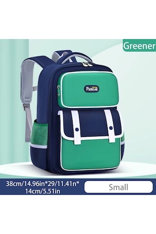 Dream011 Yeni Moda Basit Büyük Kapasiteli Düz Bölümlü İngiliz Tarzı Yeşil Küçük Öğrenci Okul Çantası Yeşil