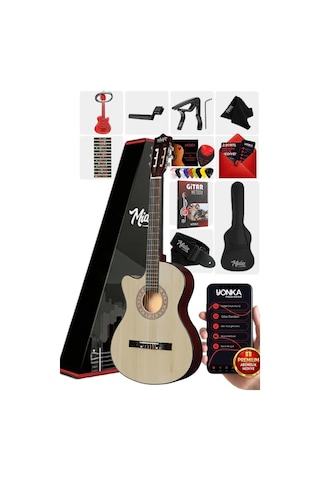 Midex Cg-396nt Solak Klasik Gitar Natural Renk Full Set Sap Ayarlı 4/4 Yetişkin Boy