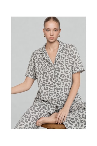 Fit Women Kadın Kısa Kollu Rahat Gri Pijama Takımı 4731