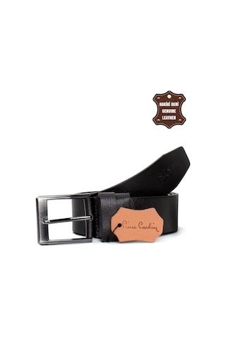 Pierre Cardin Pc402 Erkek 4 Cm Hakiki Deri Kemer Siyah-siyah Siyah