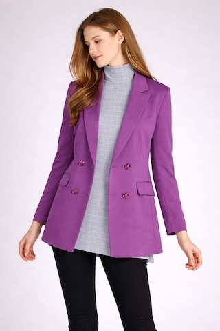Alexander Gardi Alexandergardı Ekoseli Blazer Ceket B22-20401 Mor