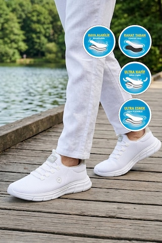 Walkway Beyaz Fileli Hafif Esnek Erkek Spor Ayakkabı 26134 M