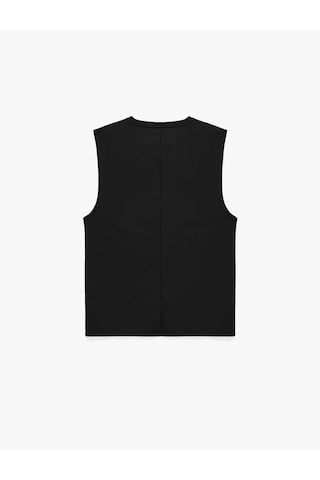 Koton Bisiklet Yaka Straight Fit Kolsuz Spor Atlet Siyah 6sam30017nk