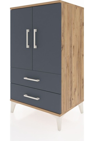Hyperion Komodin 2 Raflı 2 Çekmeceli 2 Kapaklı 60x44x106 Çam-... Çam