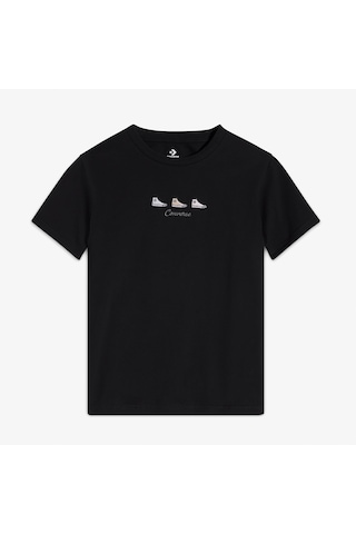 Converse High Tops Kadın Nakışlı Siyah T-shirt