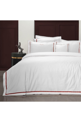 Sarev Odeo Saten Nevresim Takımı Çift Kişilik , .beyaz Beyaz