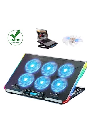 6 Fanlı Laptop Notebook Soğutucu Ledli 2 Usb Led Işıklı Dizüstü B