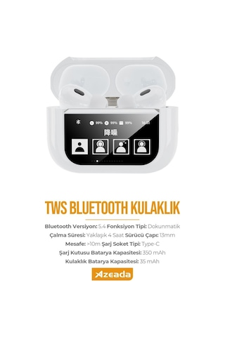 Azeada AZ-BT12 TWS Bluetooth 5.4 Kulak İçi Kulaklık