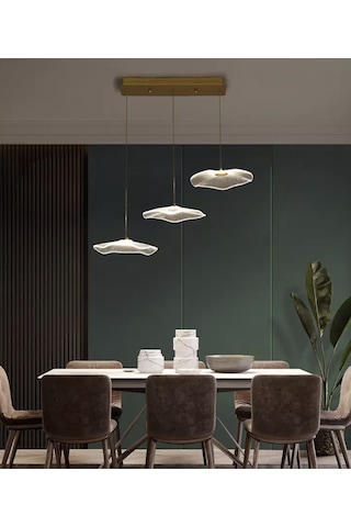 Burenze Burenze Luxury Exclusive Üçlü Sıralı Sarkıt Led Avize Jellyfish Gold Sarı Ledli Avize -burenze2022-7 Gold Sarı