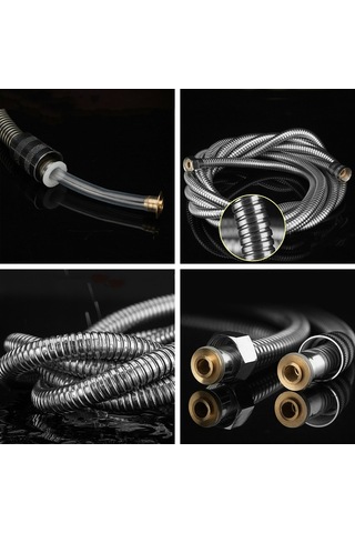 Kangvka Paslanmaz Çelik Patlamaya Dayanıklı Duş Hortumu - 360 Dönebilir Bakır Bağlantılı 3m Diğer