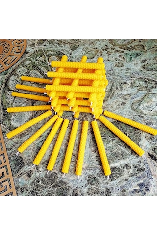 Petekoğlu 24 Adet 14cm El Yapımı Dilek Mumu Doğal Petek Balmumu Mum Beeswax Candle Bal Mumu Mum Sku: Smg8690010225986 10