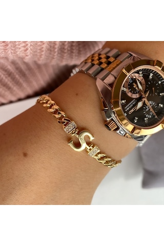 Simurg Jewellery 14 Ayar Altın Kaplamalı Gümüş Harf Bileklik