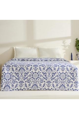 Karaca Home Sven%100 Pamuk Çift Kişilik Tek Pike Mavi Açık Indigo
