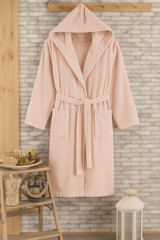 Unisex %100 Pamuklu Kapüşon'lu Bornoz Toz Pembe