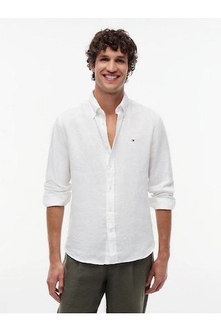 Tommy Hilfiger Mw0mw41530 Pigment Dyed Li Solid Rf Erkek Gömlek Beyaz