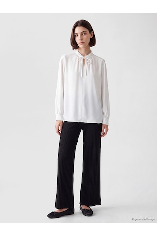 Lcw Modest Lacivert Beli Lastikli Fitilli Kadın Triko Pantolon