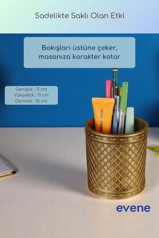 Kalemlik Masa Kalemliği Organizer Kalemlik Altın Eskitme Renk Model 90 Çok Renkli