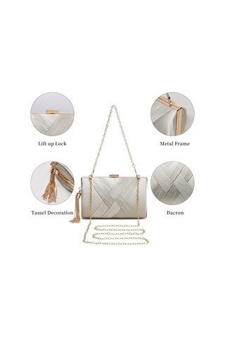 Dofolink Renkli İmitasyon İpek Bayram Çanta - Elden Tutulabilir, Çantalama, Askılı Kullanım - Metal Kanca Kapanma - 17.5x7x11.5cm Çok Renkli