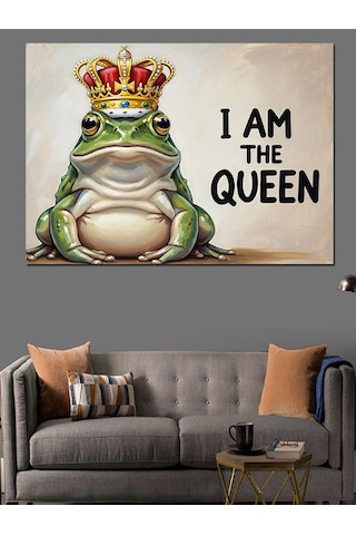 I Am The Queen Kurbağa Dekoratif Kanvas - Mdf Ahşap Tablo