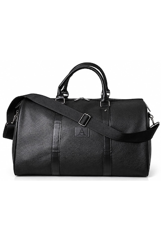 Klasik Vegan Deri Unisex Seyahat Spor Hastane El Ve Omuz Çantası Kabin Boy El Valizi Hostes Bavulu 45x30x28 Cm Siyah
