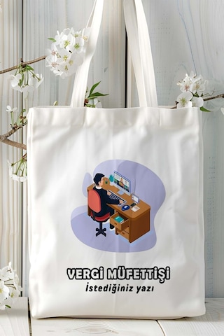 Art Hediye Vergi Müfettişi Baskılı Bez Omuz Çantası Kişiye Özel Model 5 Çok Renkli