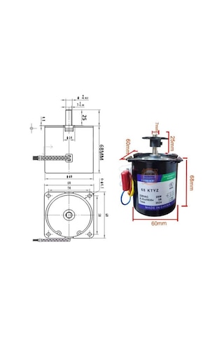 68 Ktyz 28w 10 Rpm Redüktörlü Ac Senkron Motor