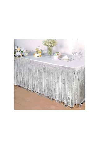 Gümüş Metalize Masa Eteği 275x75 Cm Kendinden Yapışkanlı - Parti Ve Kutlama - Doğum Günü 0 - 99
